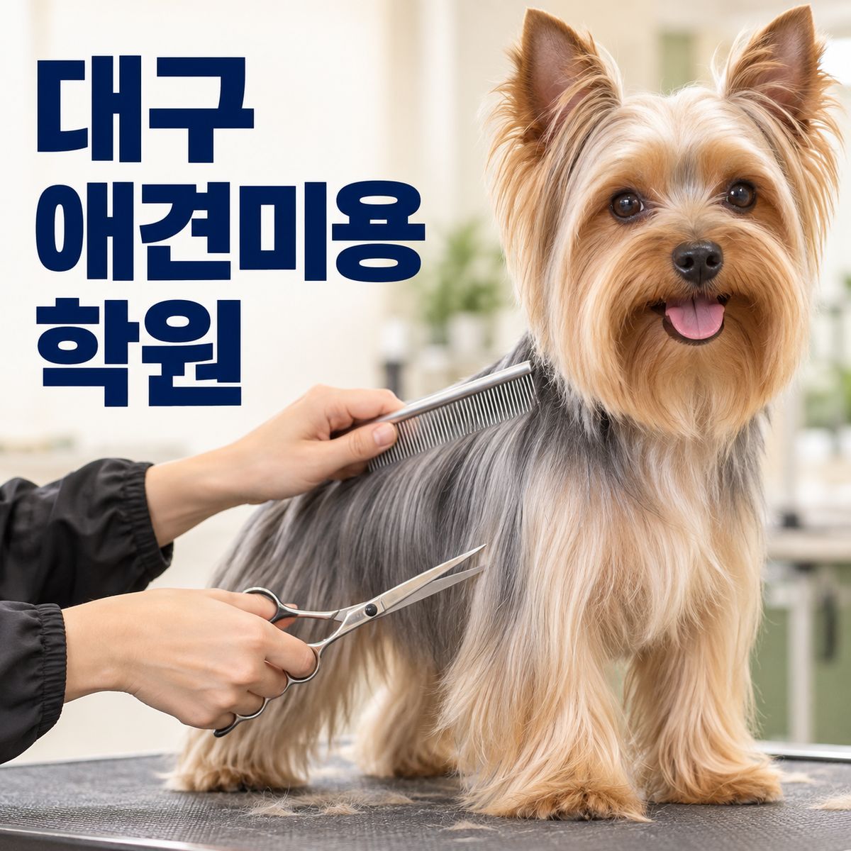 대구애견미용학원 미용 실습을 표현한 요크셔테리어 이미지