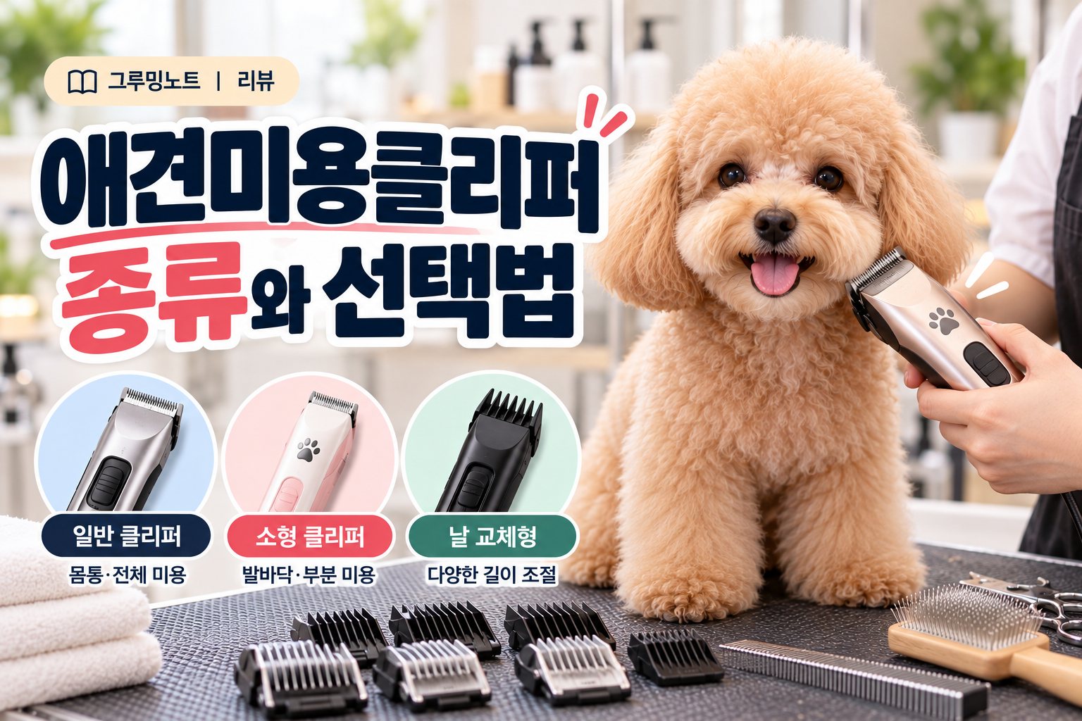 애견미용클리퍼 종류와 선택법을 소개하는 타이틀 이미지