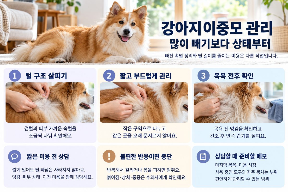 아이슬란드 시프도그 이중모 관리와 목욕 전후 확인 가이드