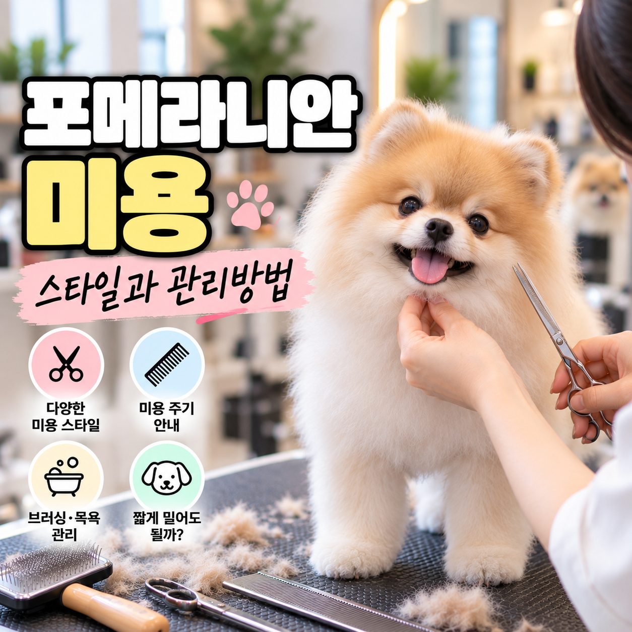 포메라니안미용 스타일과 관리방법 타이틀 이미지