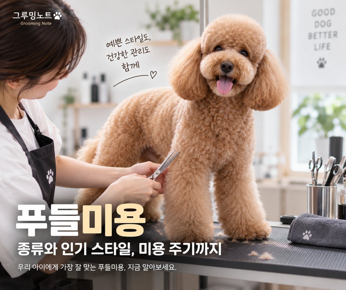 푸들미용 종류와 인기 스타일, 미용 주기까지 타이틀 이미지