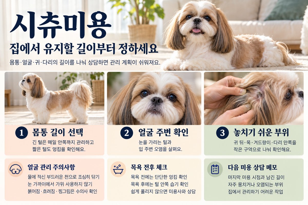 시츄미용 털 길이 선택과 얼굴 관리 체크리스트